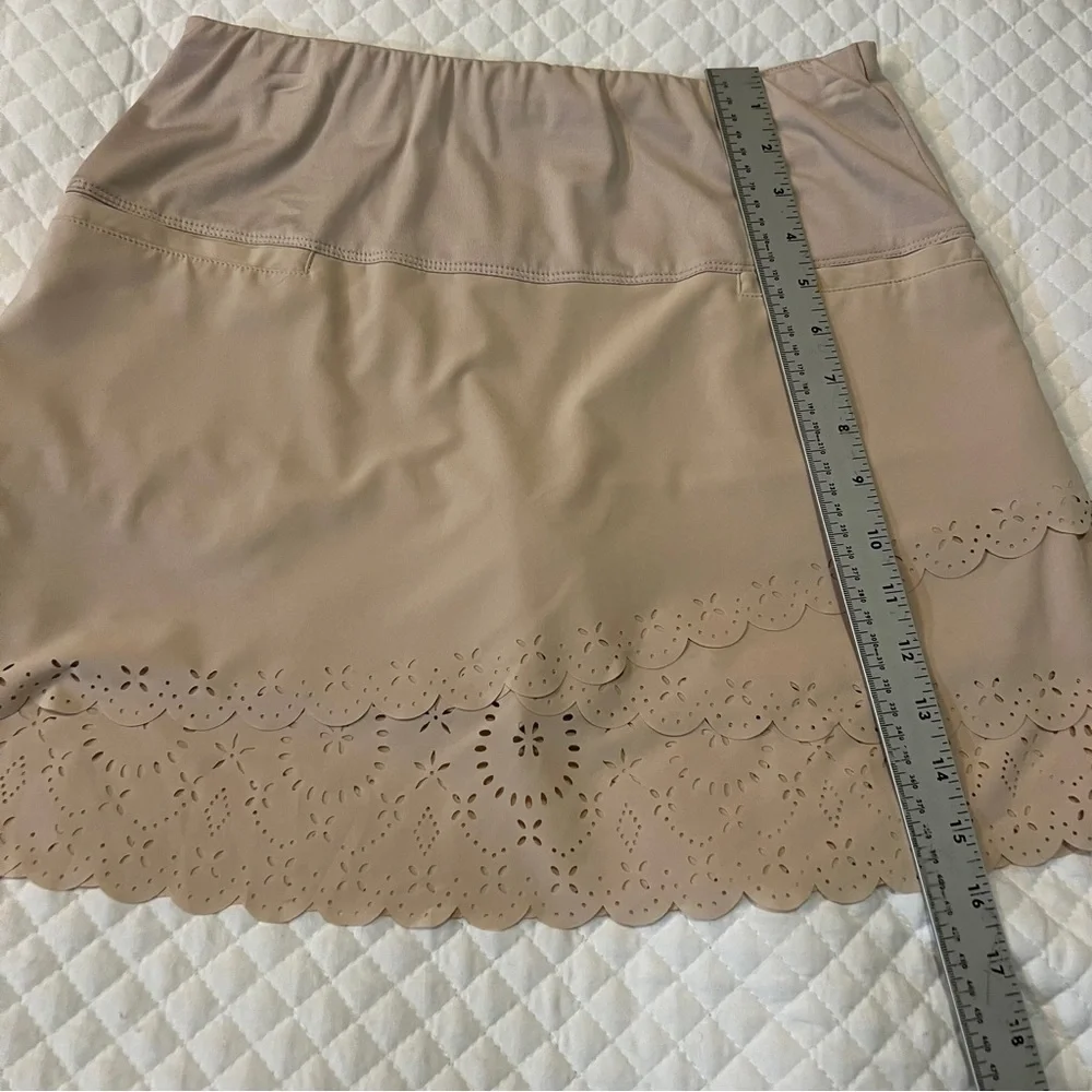 Lucky in Love Beige Mini Skort with Scalloped Hem - Picture 7 of 14